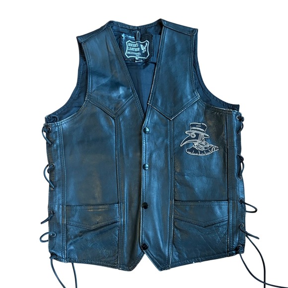 Other - Vintage Biker's Leather Accessories Plague Doctor Vest Goth Grunge Biker Size 40
